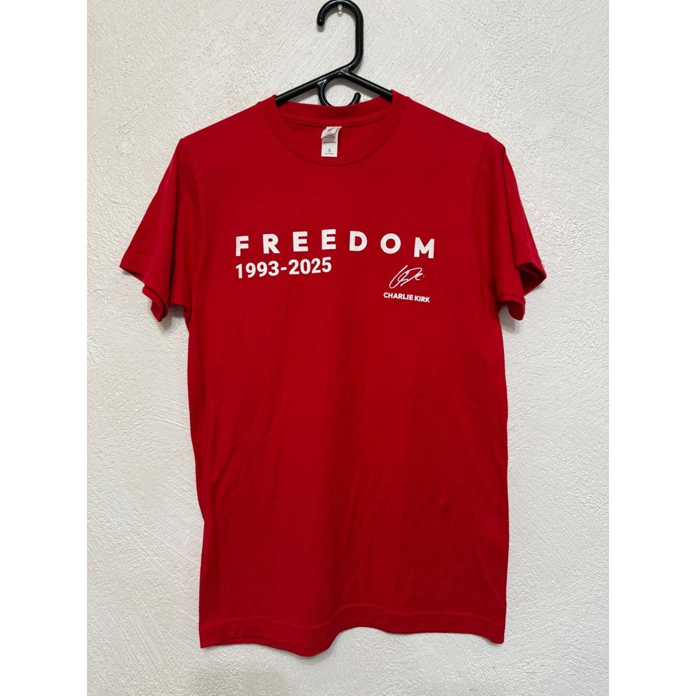 Freedom Charlie Kirk Memorial T-Shirt Unisex Small Red Casual Versatile Politics